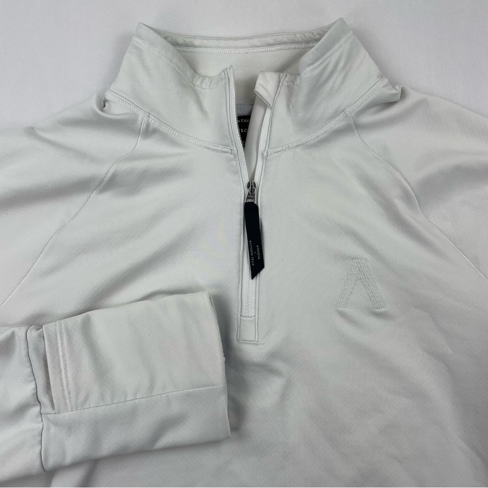 Athleta x Allyson Felix Jacket Womens M White Athletic 1/4 Zip Chest Logo